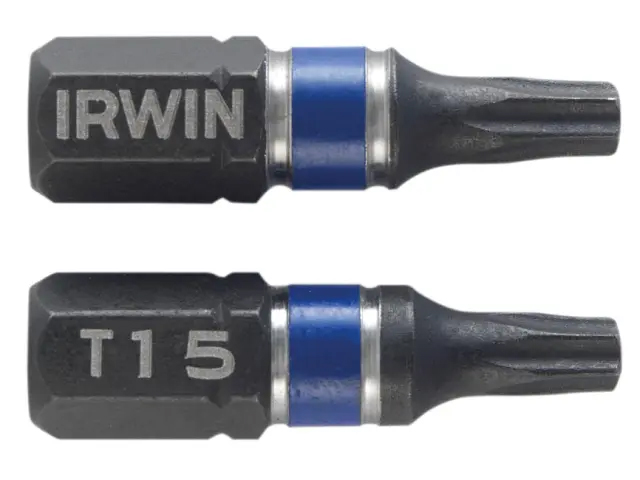 Irwin Impact Screwdriver Bits Torx TX15 25mm (Pack of 2) - 1923328