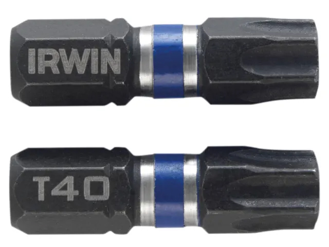 Irwin Impact Screwdriver Bits Torx TX40 25mm (Pack of 2) - 1923340