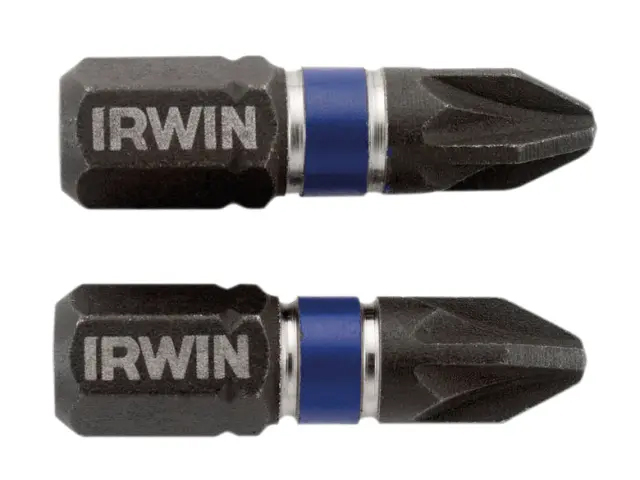 Irwin Impact Screwdriver Bits Pozi Driv PZ1 25mm (Pack of 2) - 1923352