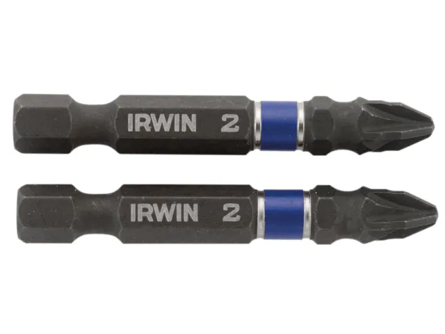 Irwin Impact Screwdriver Bits Pozi Driv PZ2 50mm (Pack of 2) - 1923358