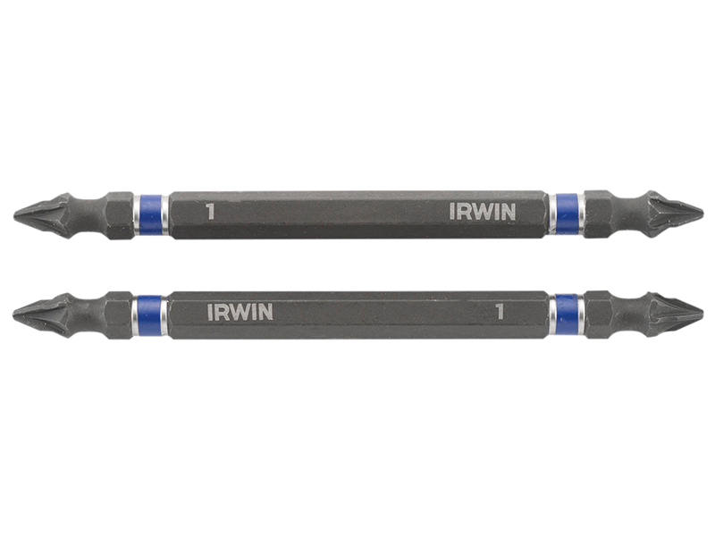 IRWIN Impact Double-Ended Screwdriver Bits Pozi PZ1 100mm (Pack 2) IRW1923407