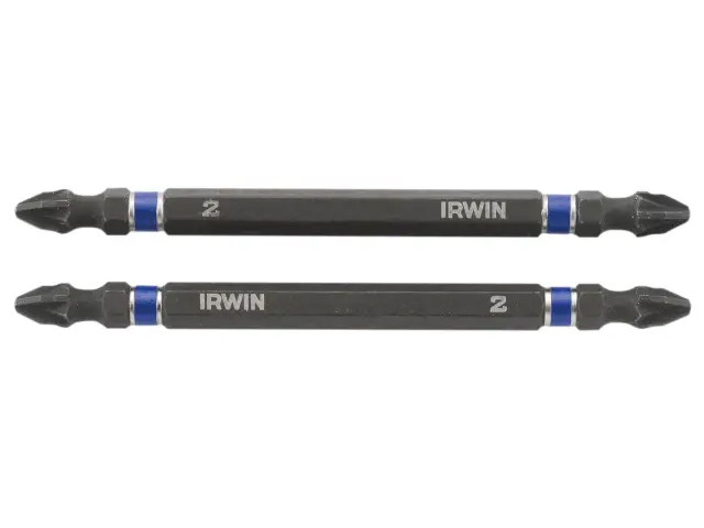 Irwin Impact Screwdriver Bits Double Ended Pozi Driv PZ2 100mm (Pack of 2) - 1923410