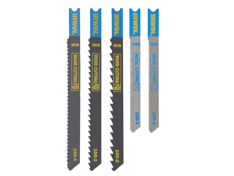 IRWIN HCS/HSS U-Shank Jigsaw Blade Set, 5 Piece IRWIW1014502