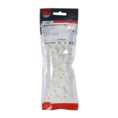 Timco Hinged Cover Caps No. 10-12 - White - PK100 - LHCCWHITEP