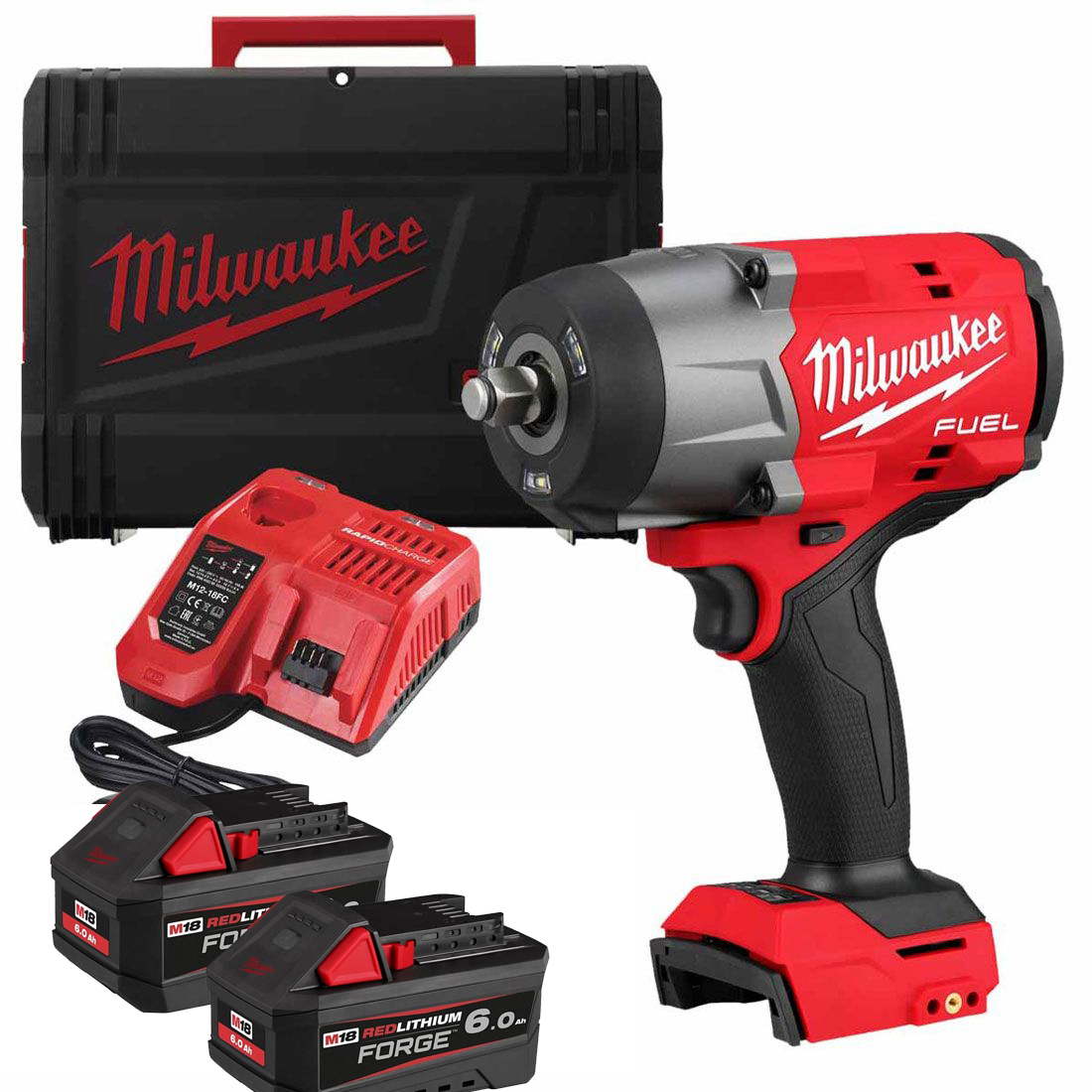Milwaukee 18V Fuel High Torque 1/2 Impact Wrench - M18FHIW2F12-602FX - 6.0ah Forge