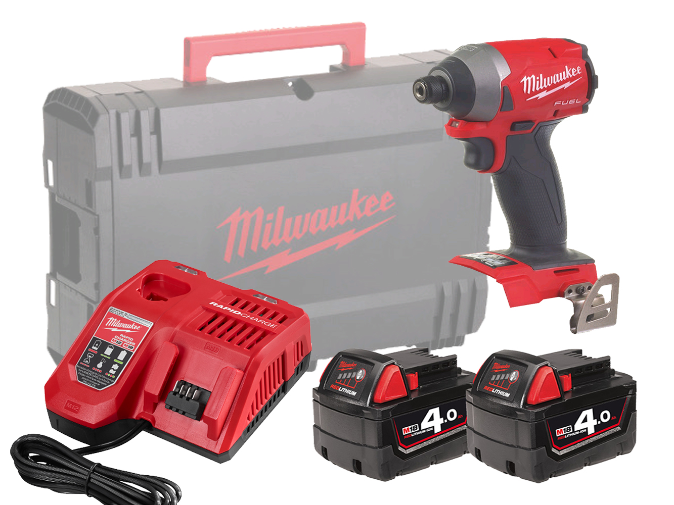 Milwaukee M18FID2 18V Fuel 1/4in Hex Impact Driver - 4.0Ah Pack