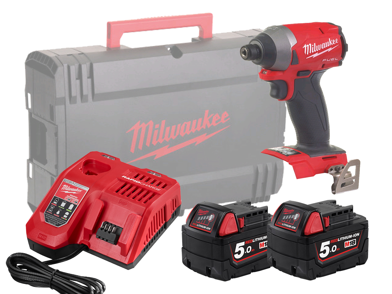Milwaukee M18FID2 18V Fuel 1/4in Hex Impact Driver - 5.0Ah Pack