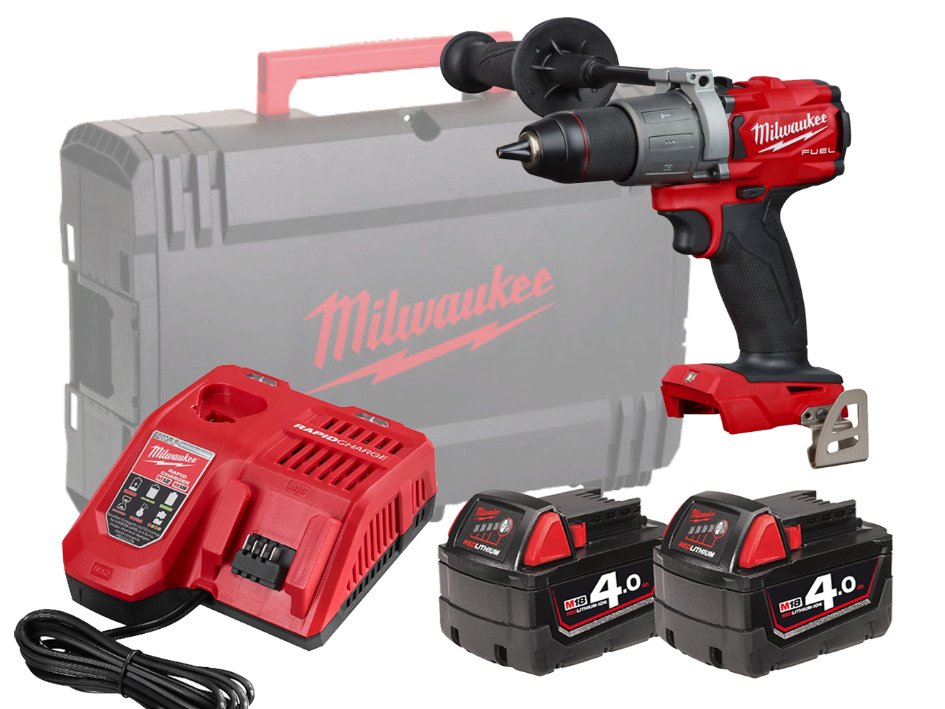 Milwaukee M18FPD2 18V Fuel Brushless Percussion Drill - 4.0Ah Pack