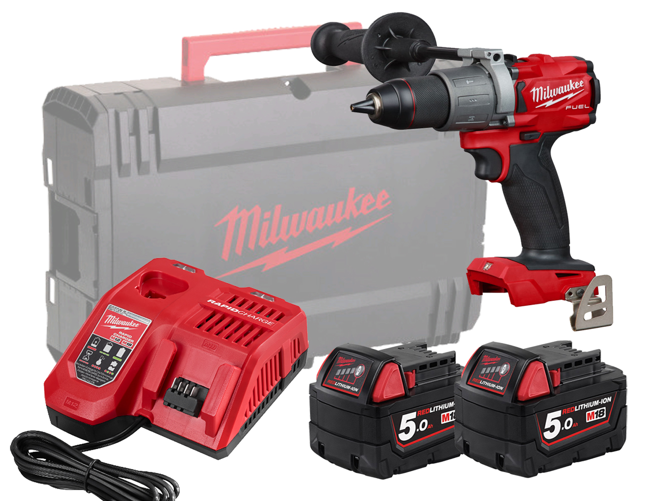 Milwaukee M18FPD2 18V Fuel Brushless Percussion Drill - 5.0Ah Pack