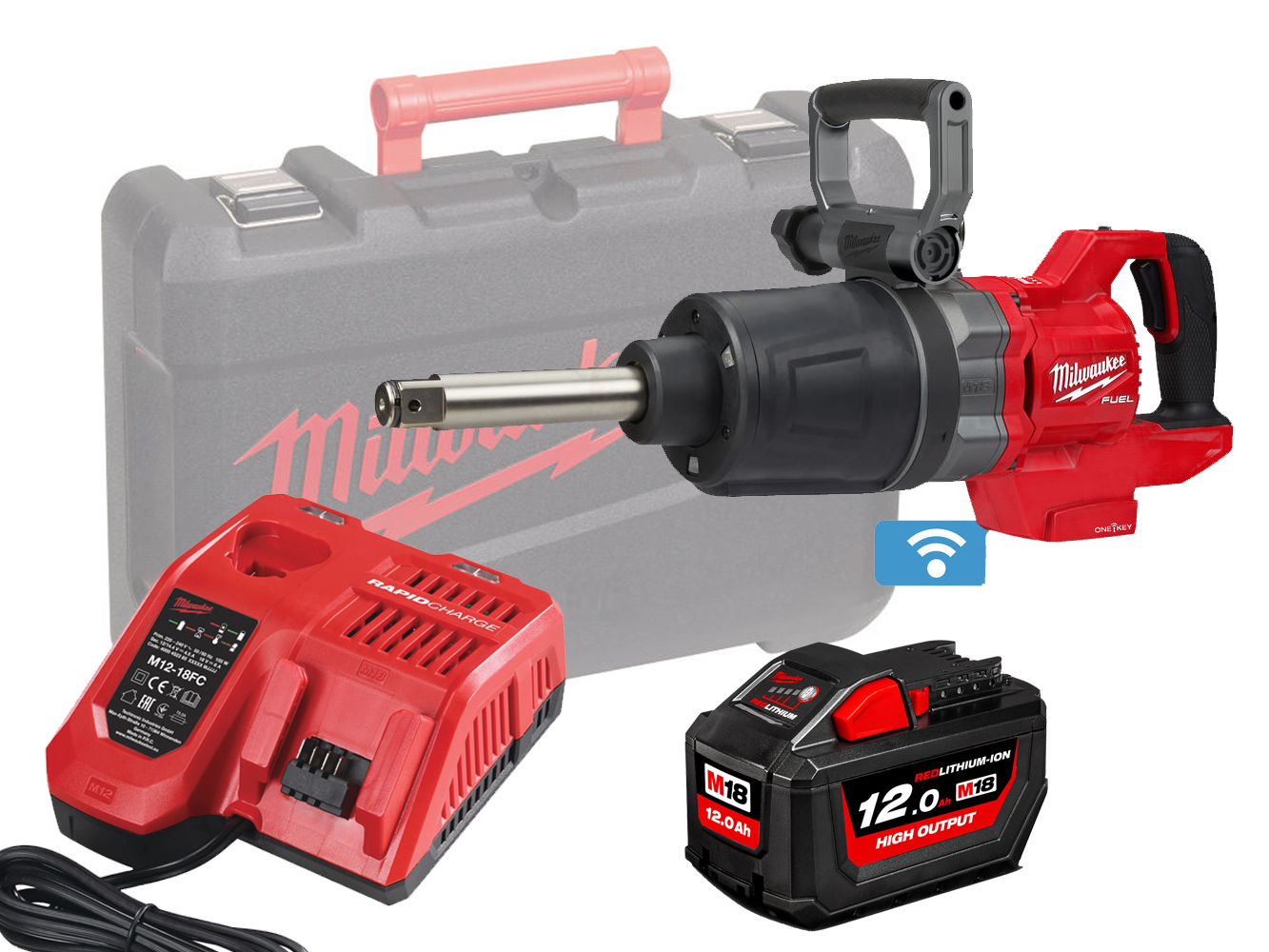 Milwaukee M18ONEFHIWF1D One-Key 18V 1in D-Handle Impact Wrench - 12.0ah Pack