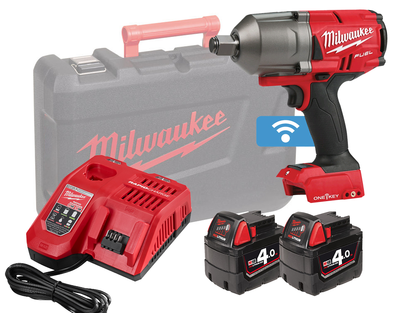 Milwaukee M18ONEFHIWF34 One-Key 18V 3/4in High Torque Wrench - 4.0Ah Pack