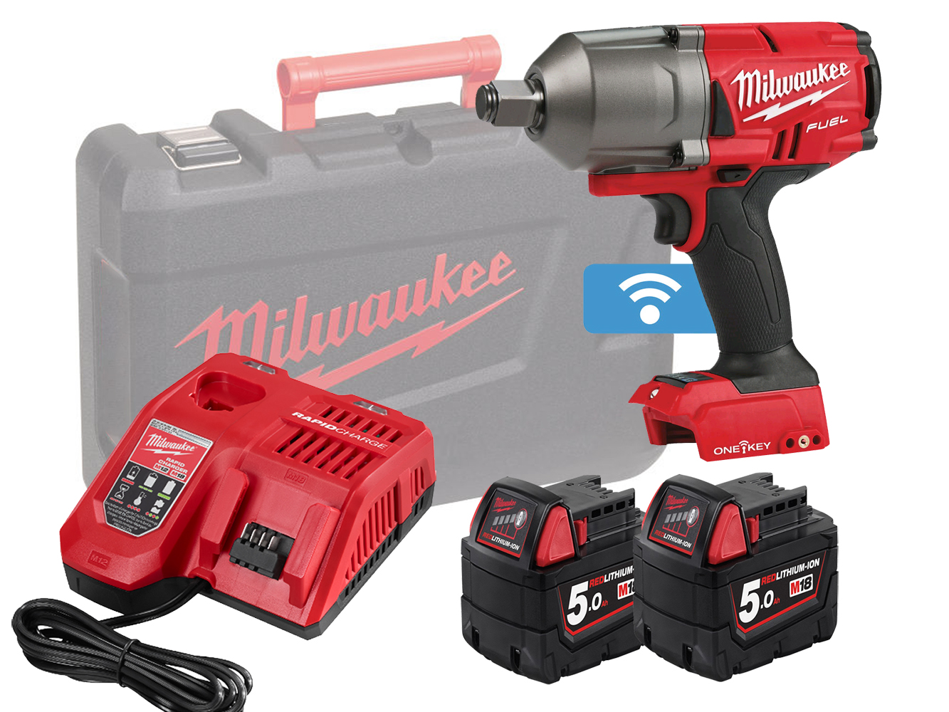 Milwaukee M18ONEFHIWF34 One-Key 18V 3/4in High Torque Wrench - 5.0Ah Pack