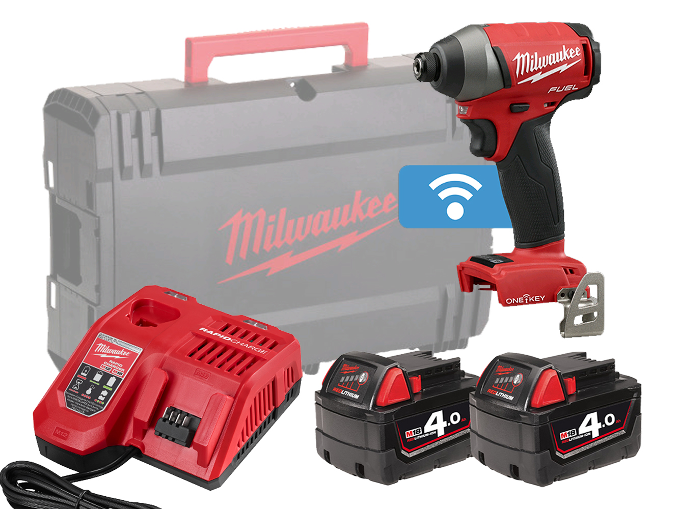 Milwaukee M18ONEID2 18V Fuel One-Key 1/4in Hex Impact Driver - 4.0Ah Pack