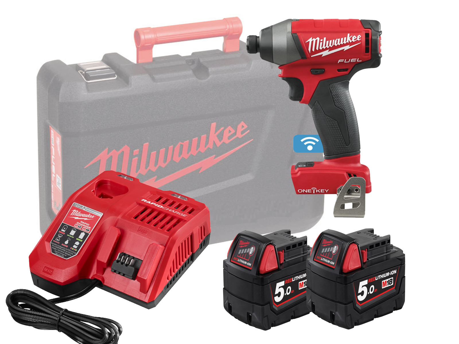 Milwaukee M18ONEID2 18V Fuel One-Key 1/4in Hex Impact Driver - 5.0Ah Pack