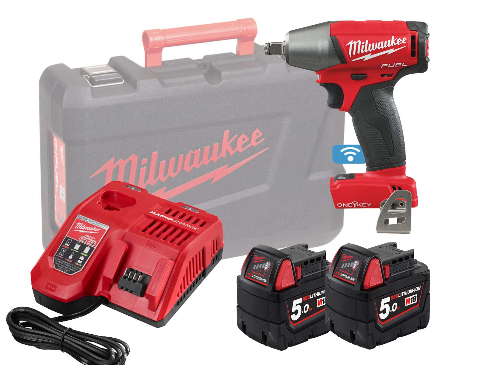 Milwaukee M18ONEIWF12 One-Key 18V Fuel 1/2in Impact Wrench - 5.0Ah Pack
