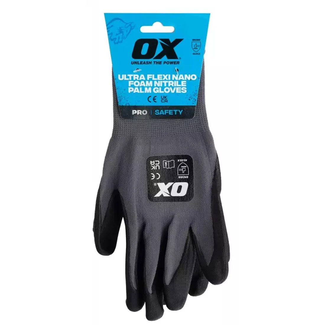 OX S488309 Ultra Flex Nano Foam Nitrile Palm Gloves 9/L
