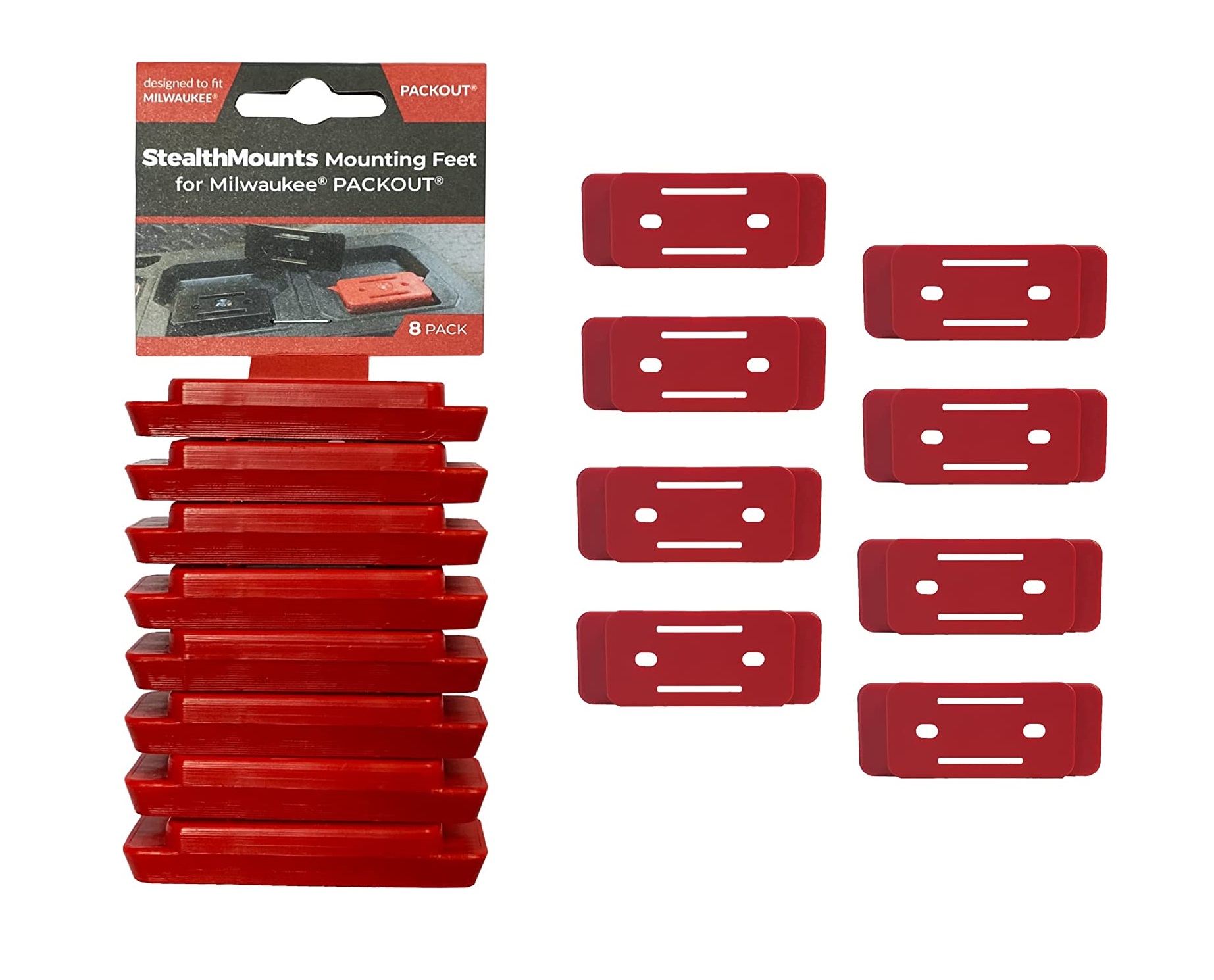 Stealthmounts - Milwaukee RED Packout Cleats 8pc - PAC-F-02-8