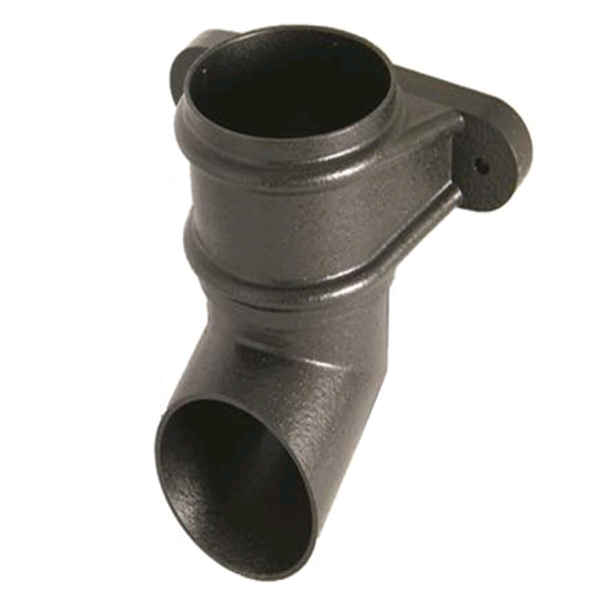 Floplast RB4CI 68mm Round Downpipe - Shoe (With Fixing Lugs) - Faux Cast Iron