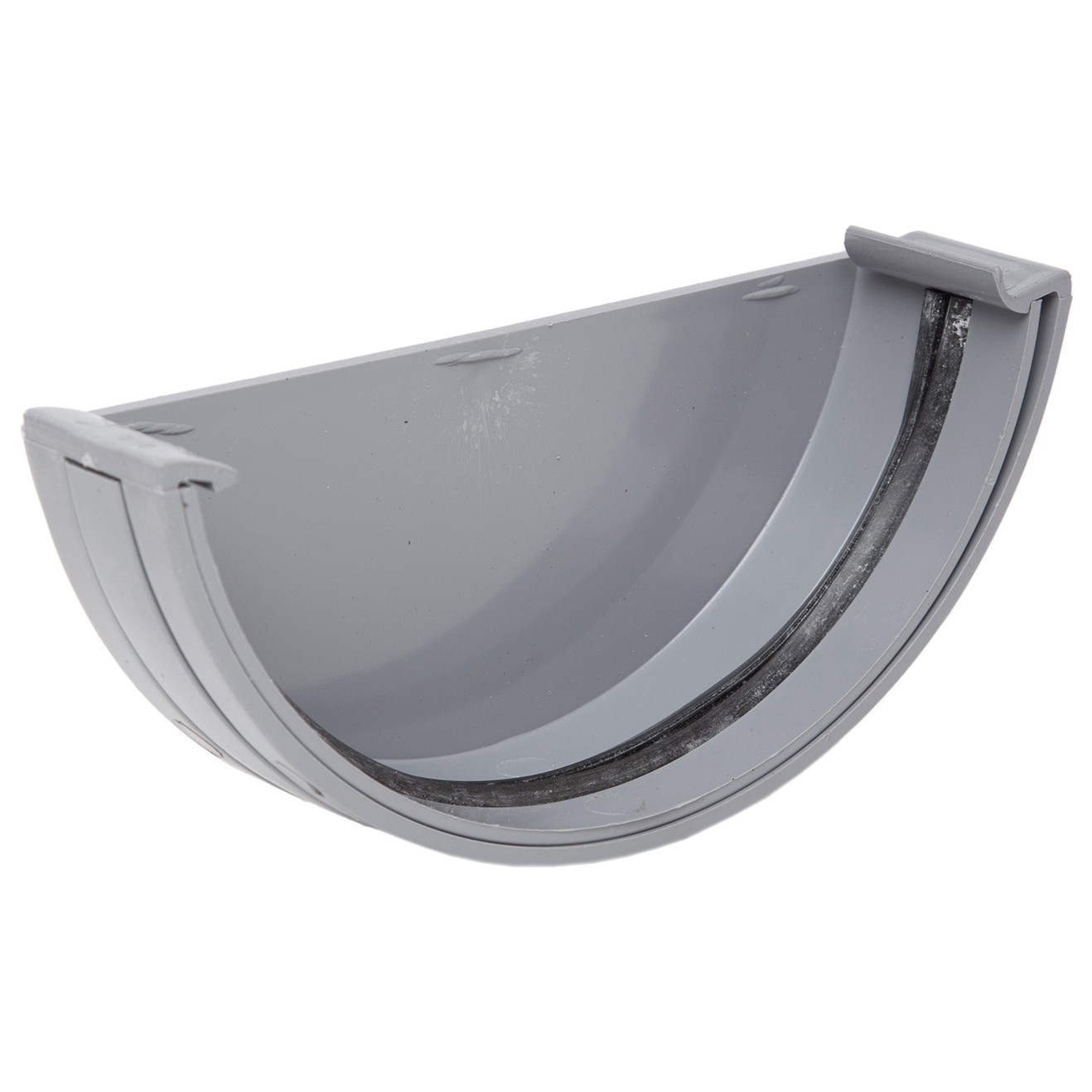 Polypipe 150mm Half Round Gutter External Stop End Grey