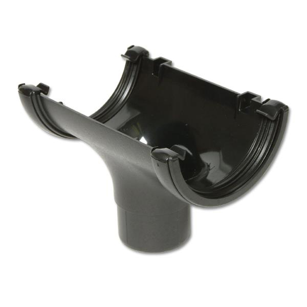 Floplast RO1CI 112mm Half Round Gutter - Running Outlet - Faux Cast Iron
