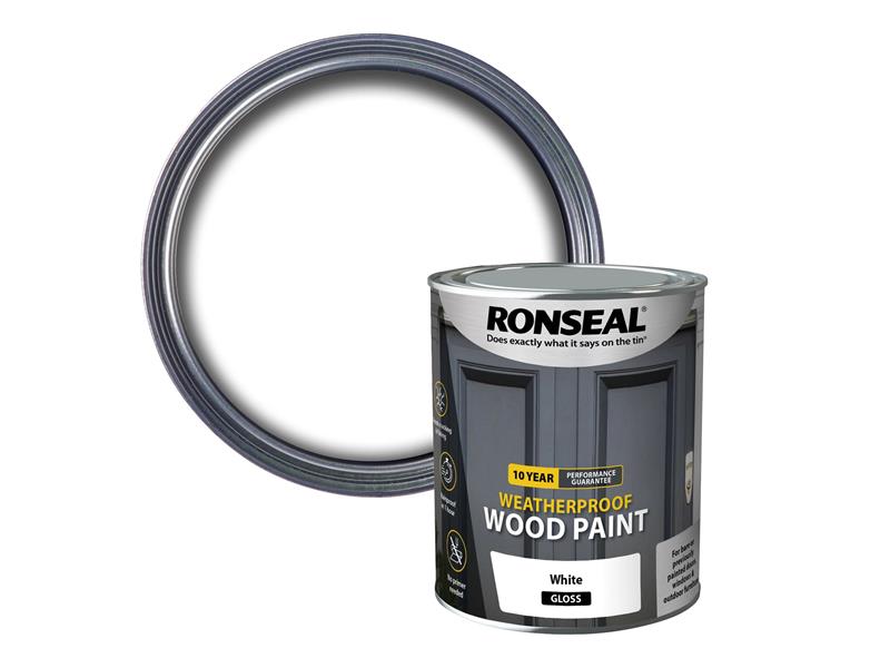 Ronseal 10 Year Weatherproof Wood Paint White Gloss 750ml RSL38773