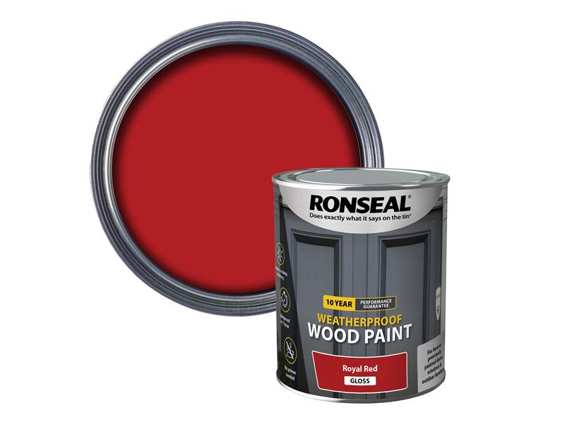 Ronseal 10 Year Weatherproof Wood Paint Royal Red Gloss 750ml RSL38776