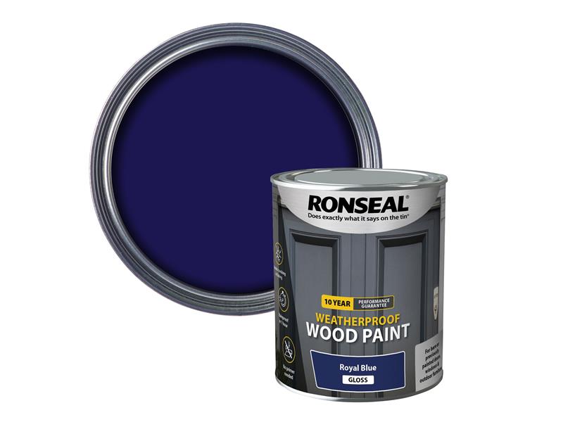 Ronseal 10 Year Weatherproof Wood Paint Royal Blue Gloss 750ml RSL38777