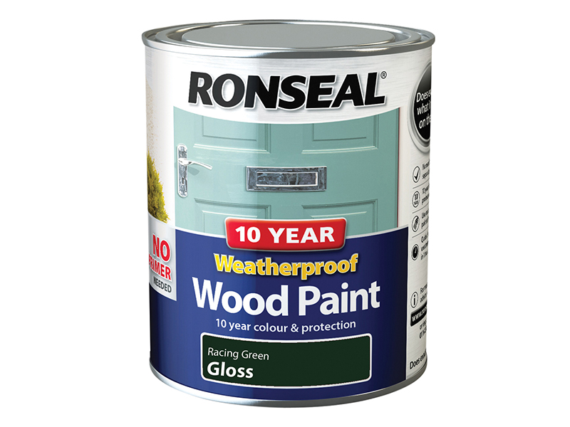 Ronseal 10 Year Weatherproof Wood Paint Racing Green Gloss 750ml RSL38778