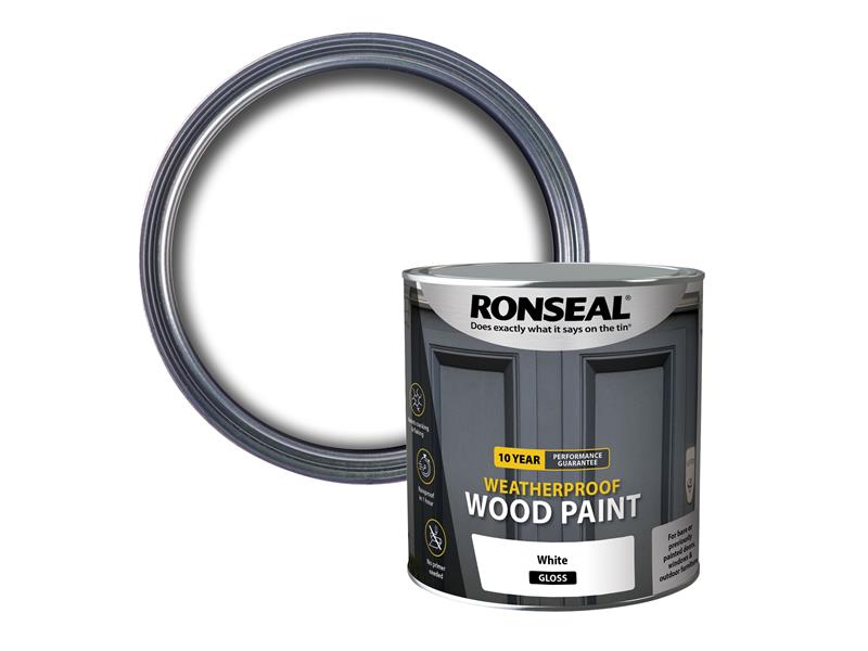 Ronseal 10 Year Weatherproof Wood Paint White Gloss 2.5 litre RSL38782