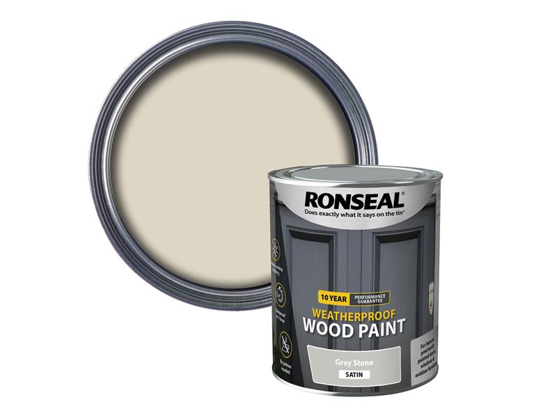 Ronseal 10 Year Weatherproof Wood Paint Grey Stone Satin 750ml RSL38791