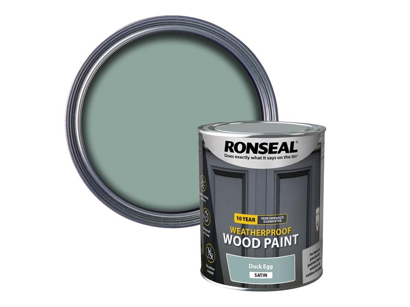 Ronseal 10 Year Weatherproof Wood Paint Duck Egg Blue Satin 750ml RSL38792