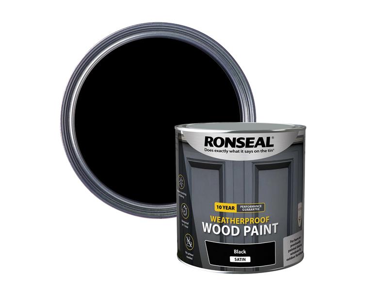 Ronseal 10 Year Weatherproof Wood Paint Black Satin 2.5 litre RSL38794