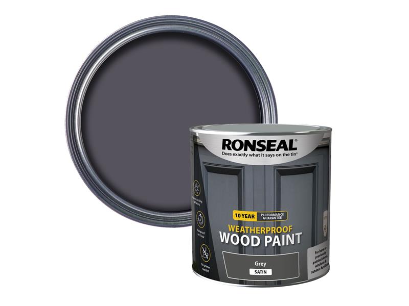 Ronseal 10 Year Weatherproof Wood Paint Grey Satin 2.5 litre RSL38796