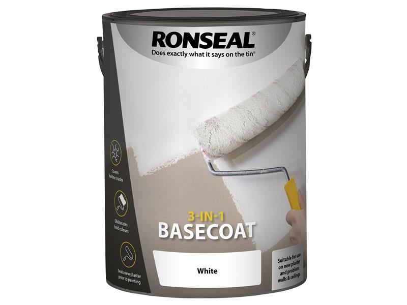 Ronseal 3-in-1 Basecoat White 5 litre RSL39400