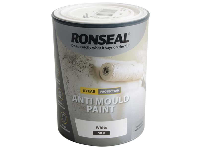 Ronseal 6 Year Anti Mould Paint White Silk 750ml RSLAMPWS750