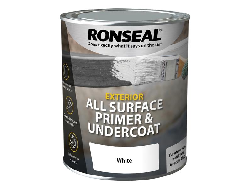 Ronseal All Surface Primer &amp; Undercoat Exterior White 750ml RSLASPUEW750