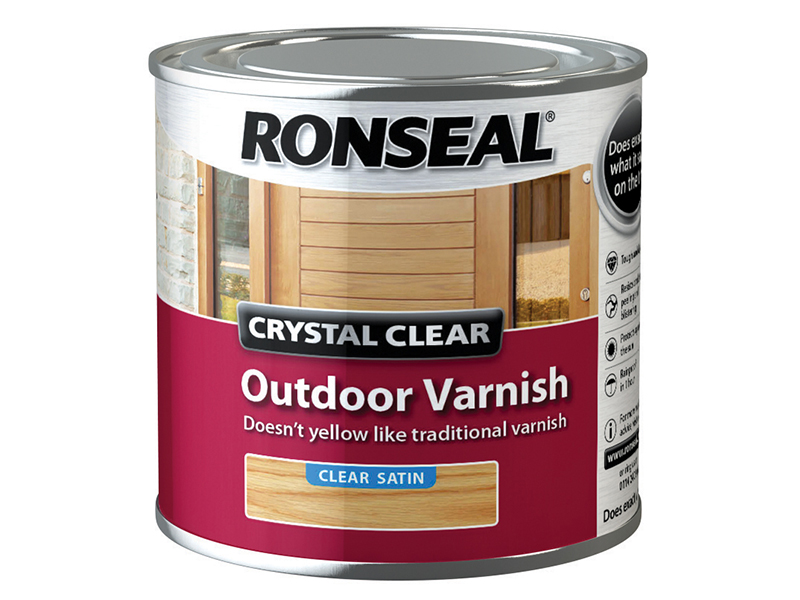 Ronseal Crystal Clear Outdoor Varnish Satin 250ml RSLCCODVS250