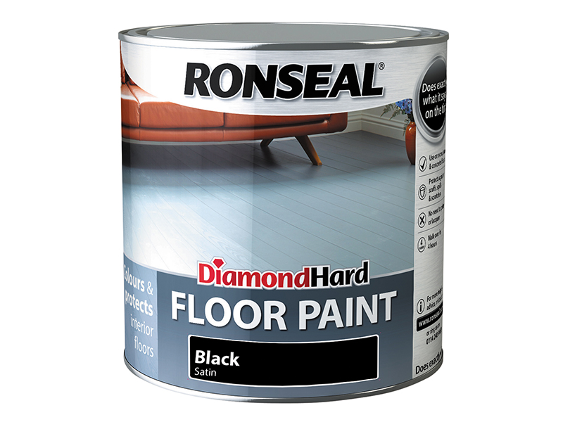 Ronseal Diamond Hard Floor Paint Satin Black 2.5 litre RSLDHFPBL25L