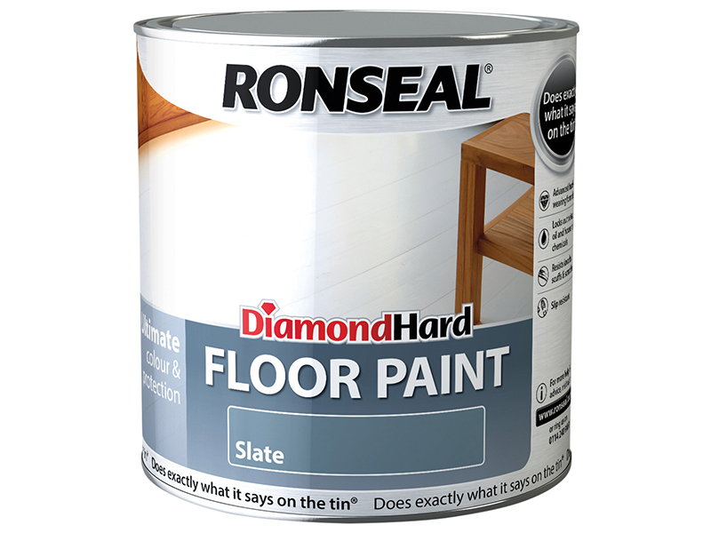 Ronseal Diamond Hard Floor Paint Satin Slate 2.5 litre RSLDHFPSL25L