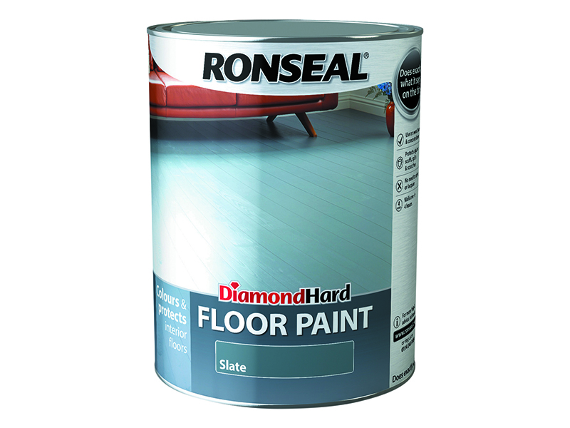 Ronseal Diamond Hard Floor Paint Satin Slate 5 litre RSLDHFPSL5L