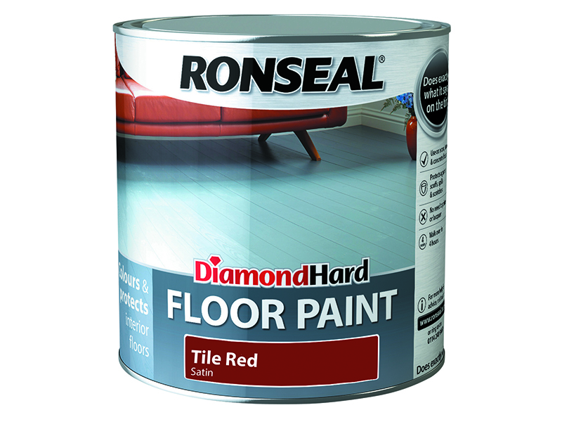 Ronseal Diamond Hard Floor Paint Satin Tile Red 2.5 litre RSLDHFPTR25L