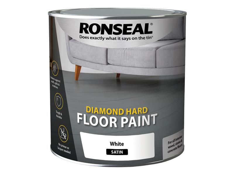 Ronseal Diamond Hard Floor Paint Satin White 2.5 litre RSLDHFPWH25L