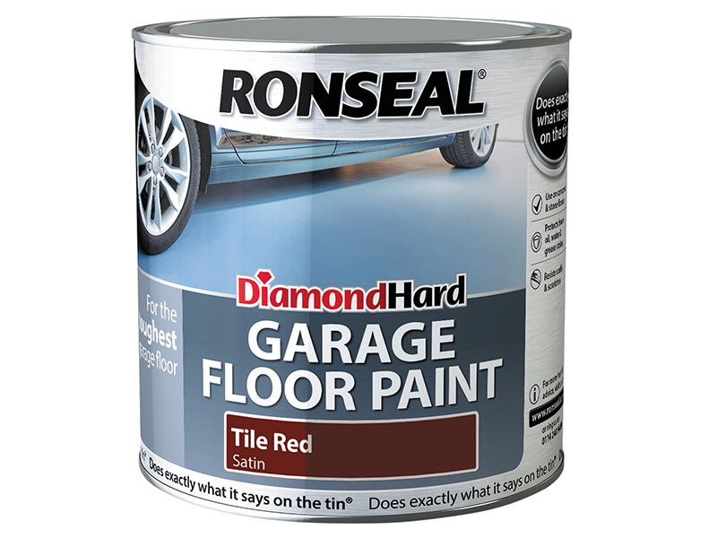 Ronseal Diamond Hard Garage Floor Paint Tile Red 2.5 litre RSLDHGFPR25L