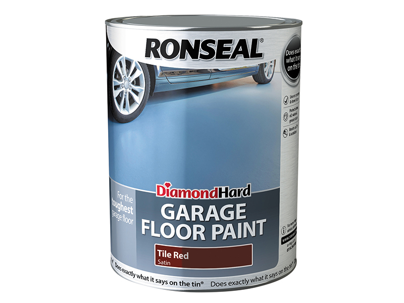 Ronseal Diamond Hard Garage Floor Paint Tile Red 5 litre RSLDHGFPTR5L