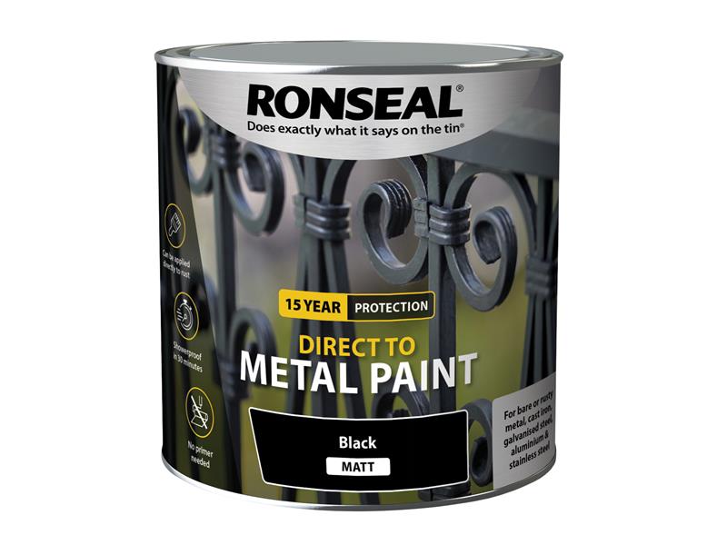 Ronseal Direct to Metal Paint Black Matt 2.5 litre RSLDTMBM25L