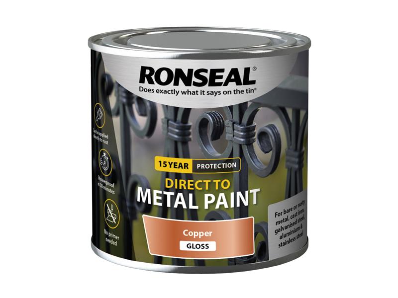 Ronseal Direct to Metal Paint Copper Gloss 250ml RSLDTMCG250