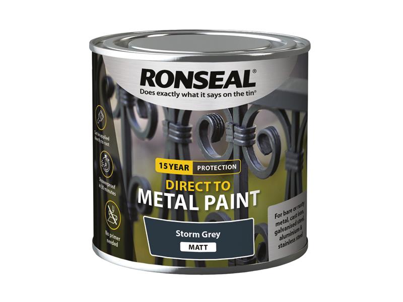 Ronseal Direct to Metal Paint Storm Grey Matt 250ml RSLDTMSTM250