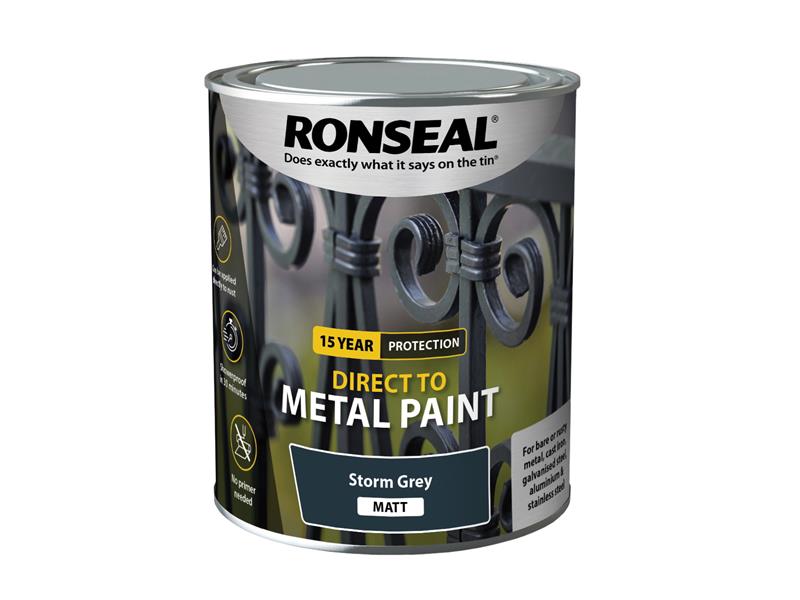 Ronseal Direct to Metal Paint Storm Grey Matt 750ml RSLDTMSTM750