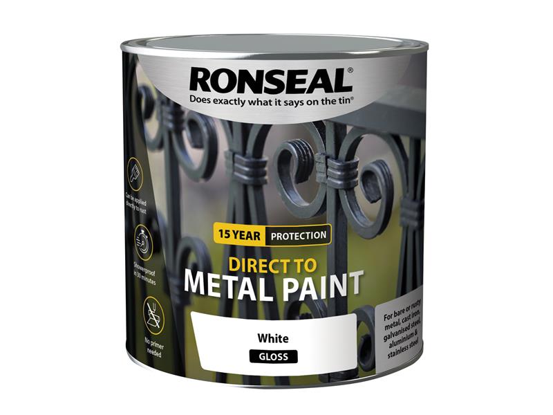 Ronseal Direct to Metal Paint White Gloss 2.5 litre RSLDTMWG25L