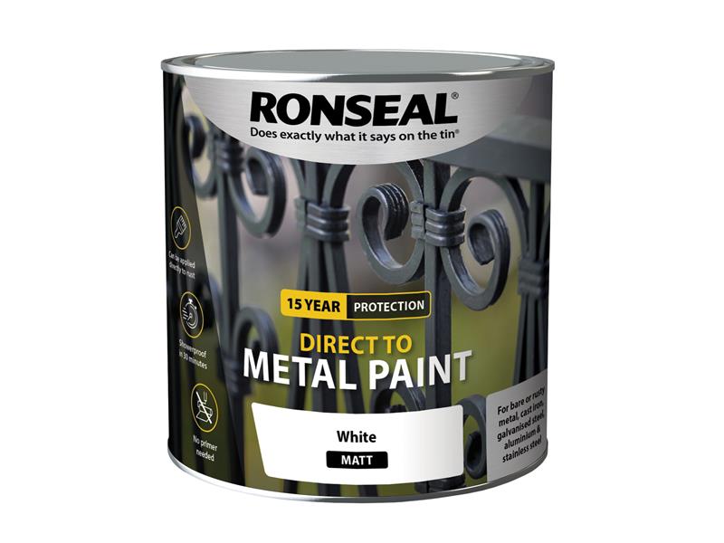 Ronseal Direct to Metal Paint White Matt 2.5 litre RSLDTMWM25L